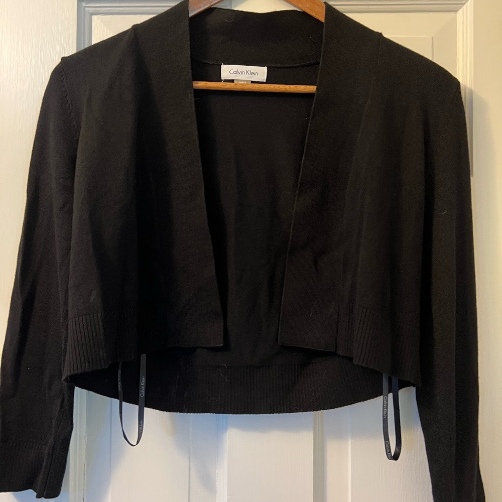 Brand New Size Small Black Calvin Klein Crop Sweater Cardigan for Formal Dress